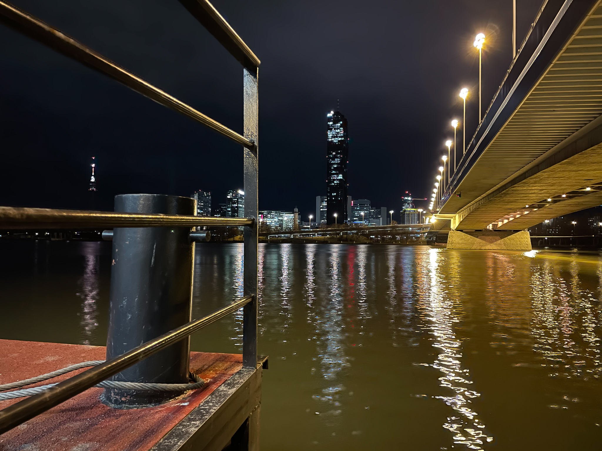 Evening walk along the Danube in Vienna