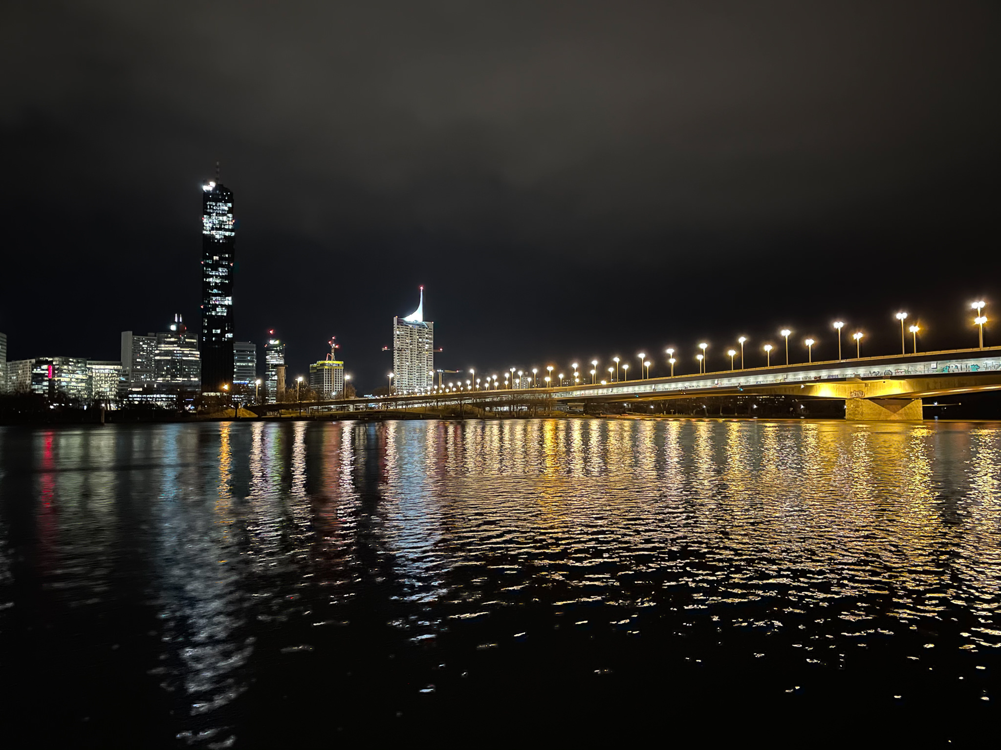 Evening walk along the Danube in Vienna